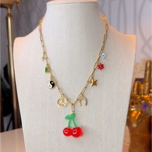 Cherry dreamzzz 🍒 charm necklace! 18kt gold plated 18.5” chain